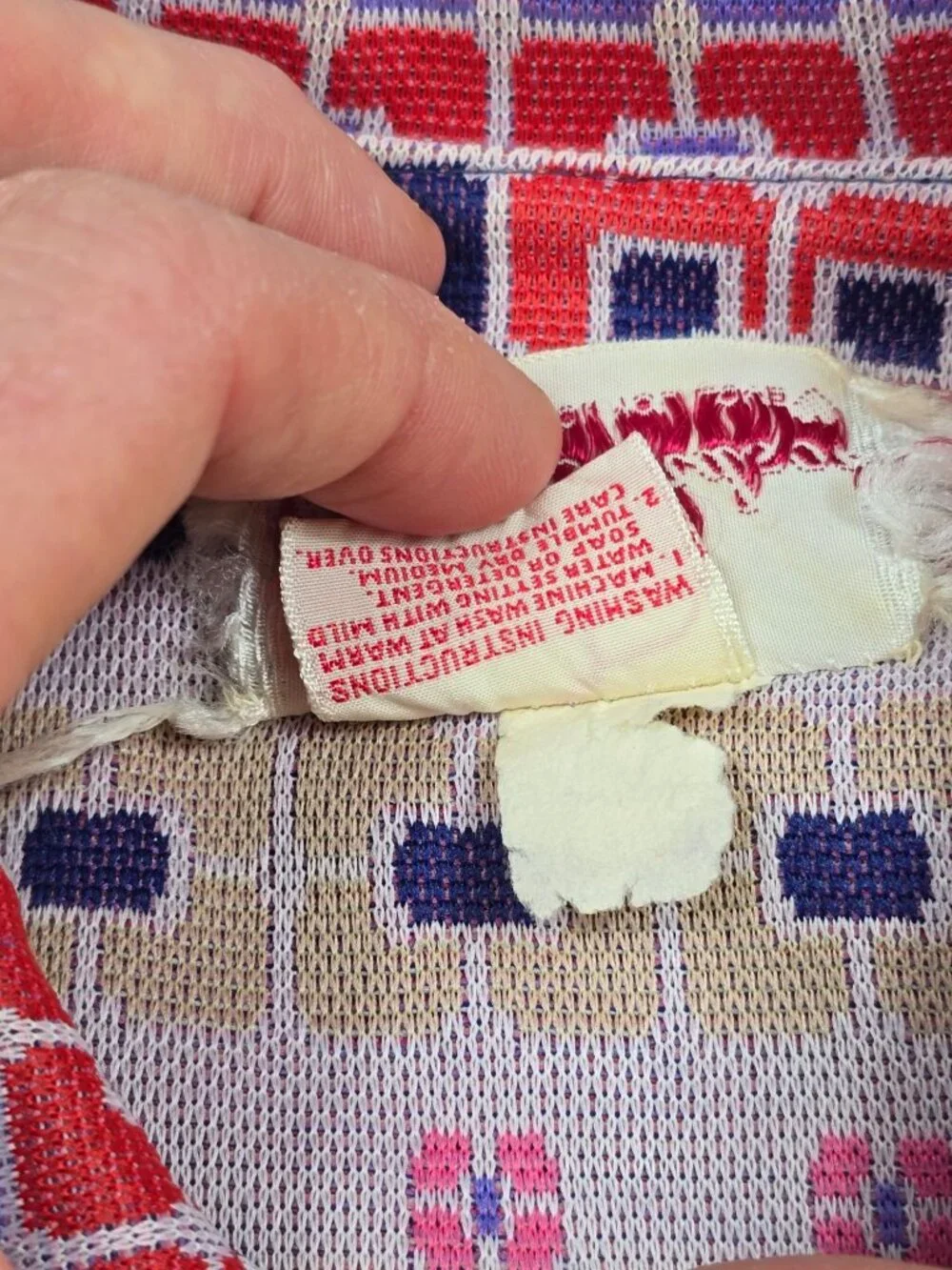 Vintage 60s 70s Kay Windsor Long-Sleeve Belted Geometric Pattern Dress S/M - Picture 3 of 4